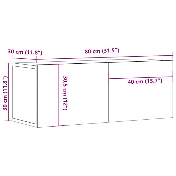 vidaXL Έπιπλο Τηλεόρασης Καφέ Δρυς 80x30x30 εκ. Επεξεργασμένο Ξύλο