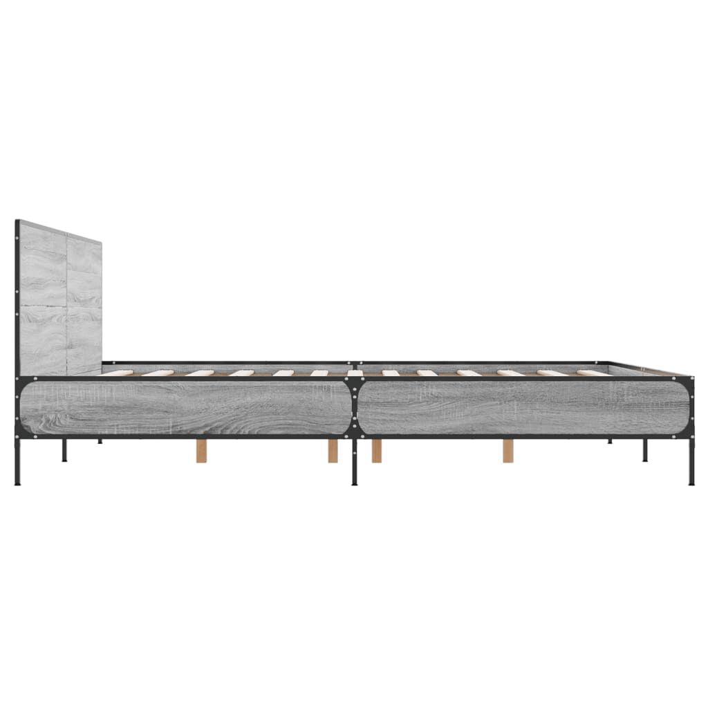 vidaXL Πλαίσιο Κρεβατιού Γκρι Sonoma 120 x 190εκ. Επεξ. Ξύλο & Μέταλλο