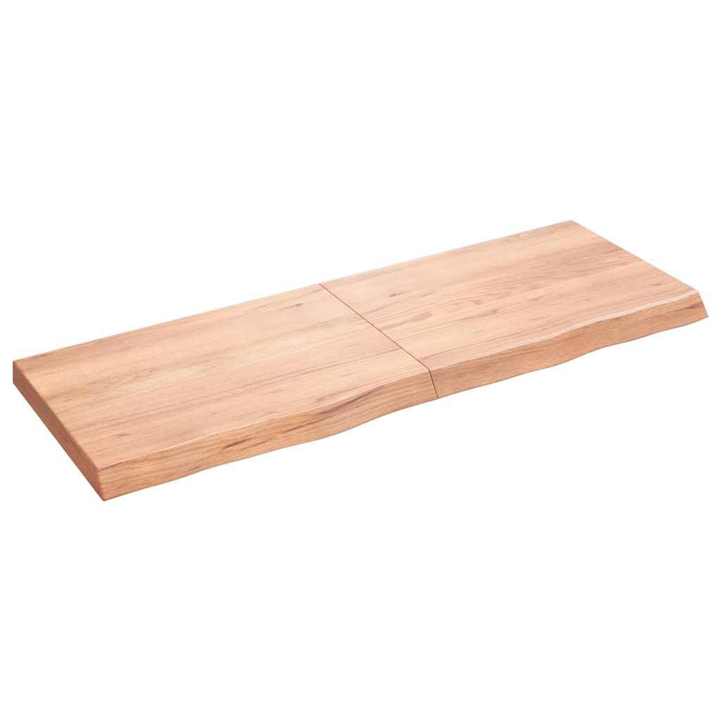 vidaXL Ράφι Τοίχου Ανοιχτό Καφέ 140x50x(2-6)εκ. Επεξ. Μασίφ Ξύλο Δρυός