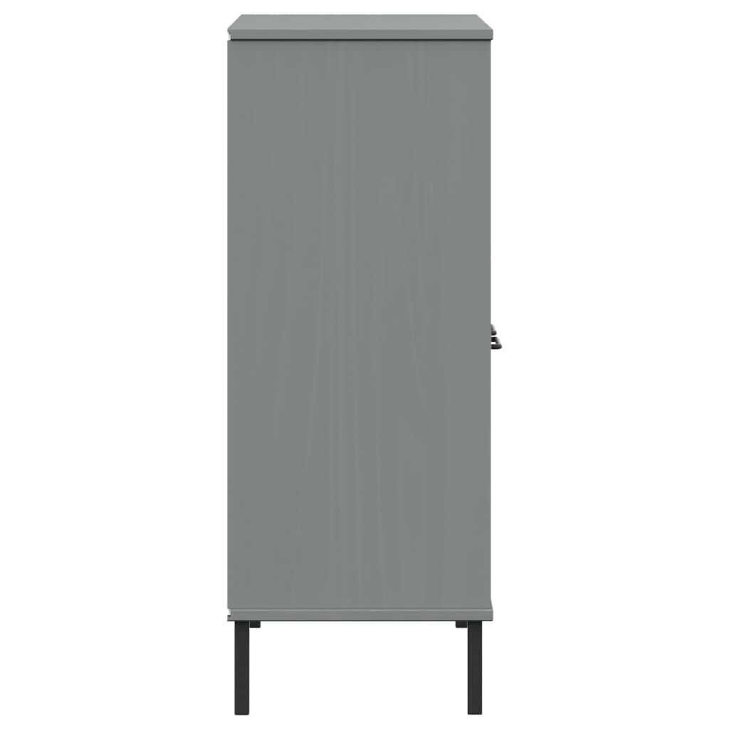 vidaXL Βιβλιοθήκη OSLO Γκρι 90x35x90,5 εκ. Μασίφ Ξύλο με Μετ. Πόδια