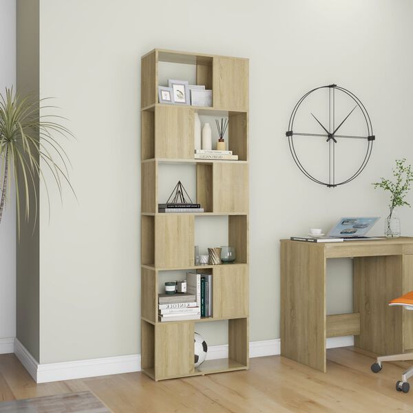 vidaXL Βιβλιοθήκη/Διαχωρισ. Χώρου Sonoma Δρυς 60x24x186εκ. Μοριοσανίδα