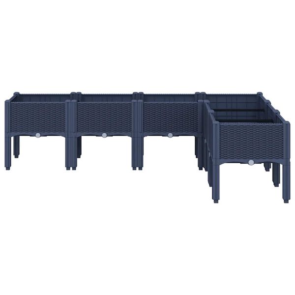 vidaXL Ζαρντινιέρα Κήπου με Πόδια Μπλε Γκρι 160x120x42 εκ. Πολυπροπυλένιο