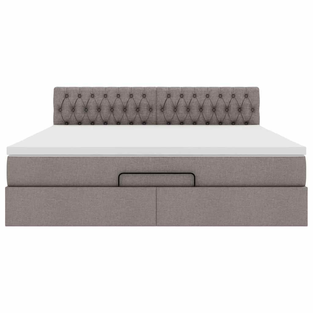 vidaXL Οθωμανικό κρεβάτι με στρώμα & LEDs Taupe 160x200cm ύφασμα
