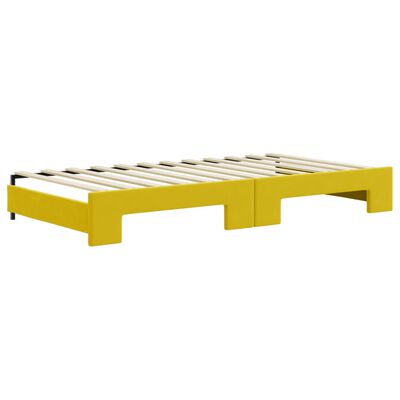 vidaXL Καναπές Κρεβάτι Συρόμεν. Κίτρινος 100x200εκ Βελούδινος Συρτάρια