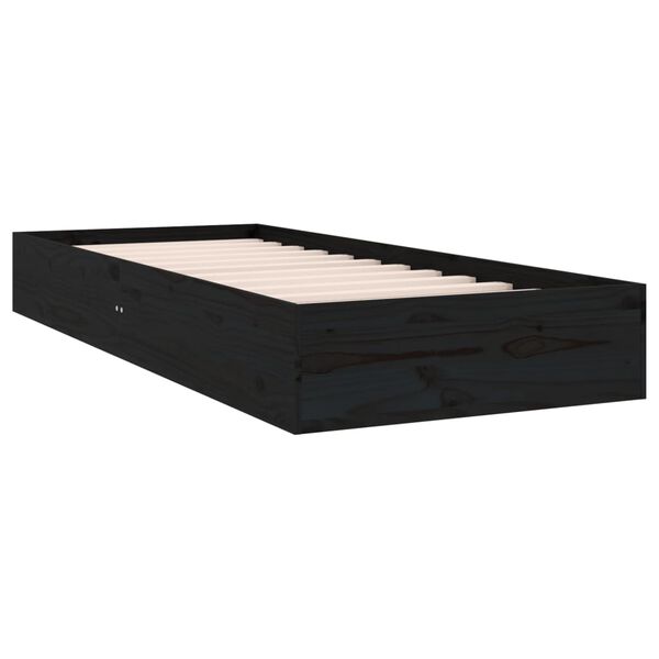 vidaXL Πλαίσιο Κρεβατιού Μαύρο 75 x 190εκ. από Μασίφ Ξύλο Small Single