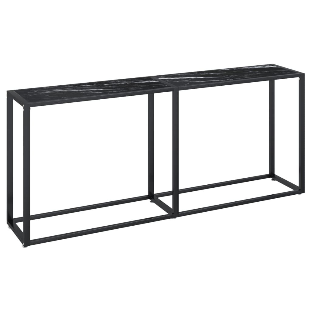 vidaXL Τραπέζι Κονσόλα Μαύρο Όψη Μαρμάρου 180x35x75,5 εκ. Ψημένο Γυαλί