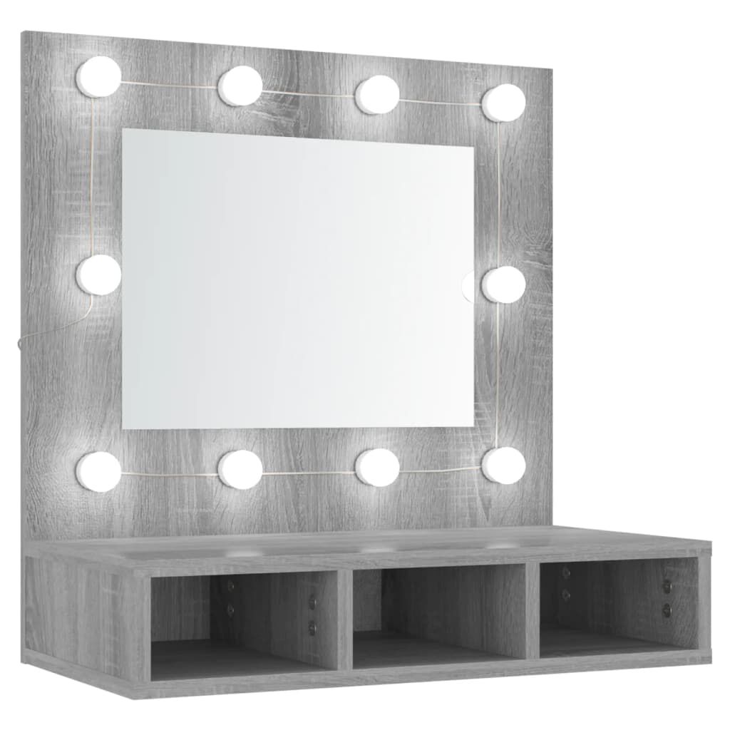 vidaXL Έπιπλο Καθρέπτη με LED Γκρι Sonoma 60x31,5x62 εκ.