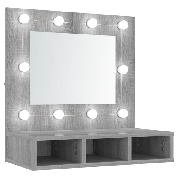 vidaXL Έπιπλο Καθρέπτη με LED Γκρι Sonoma 60x31,5x62 εκ.