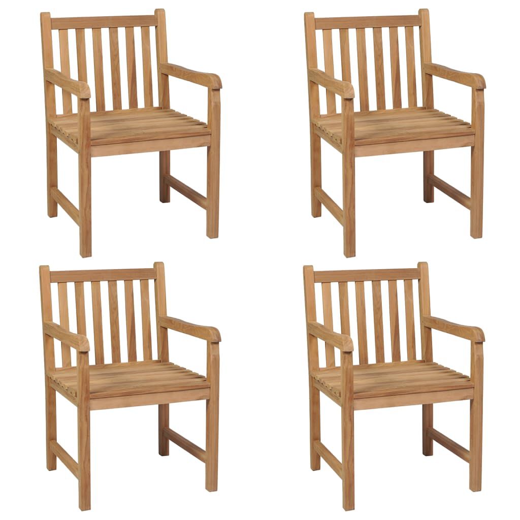vidaXL Καρέκλες Κήπου 4 τεμ. από Μασίφ Ξύλο Teak με Taupe Μαξιλάρια