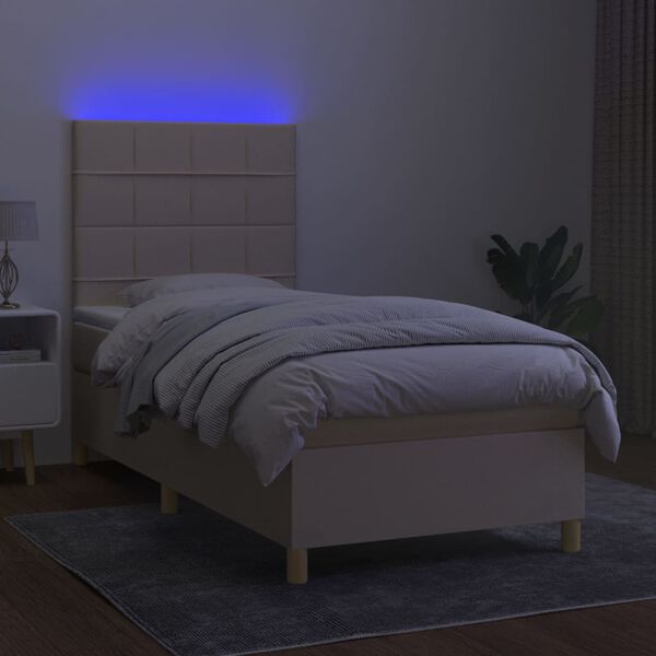 vidaXL &Kappa;&rho;&epsilon;&beta;ά&tau;&iota; Boxspring &mu;&epsilon; &Sigma;&tau;&rho;ώ&mu;&alpha; & LED &Kappa;&rho;&epsilon;&mu; 100x200 &epsilon;&kappa;. &Upsilon;&phi;&alpha;&sigma;&mu;ά&tau;&iota;&nu;&omicron;
