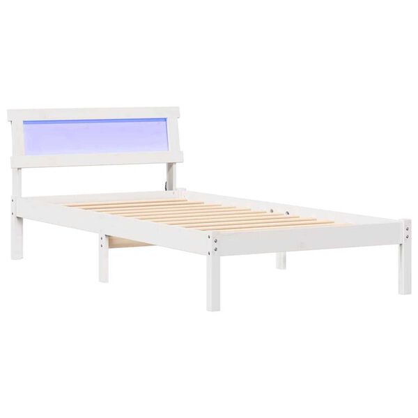 vidaXL Σκελετός Κρεβατιού Λευκό 90 x 190 cm Μασίφ ξύλο πεύκου