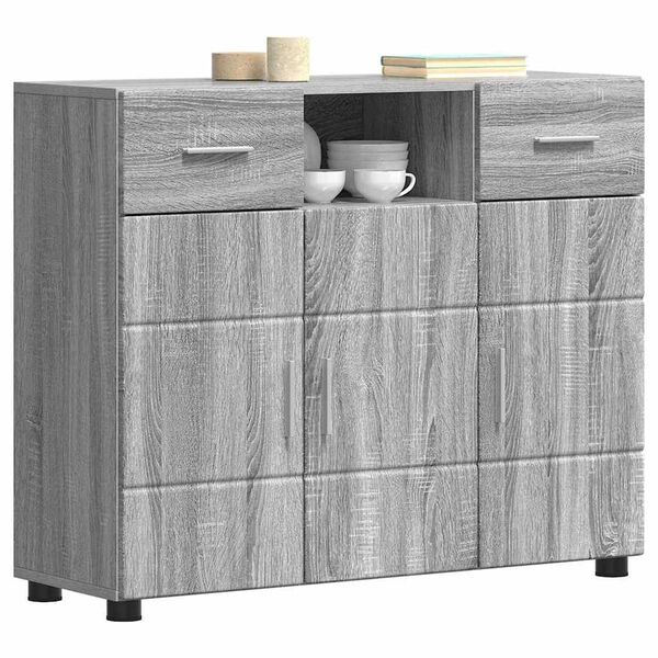 vidaXL Πλαϊνό γραφείο με συρτάρι Γκρι sonoma 88.5 x 30.5 x 73 εκ