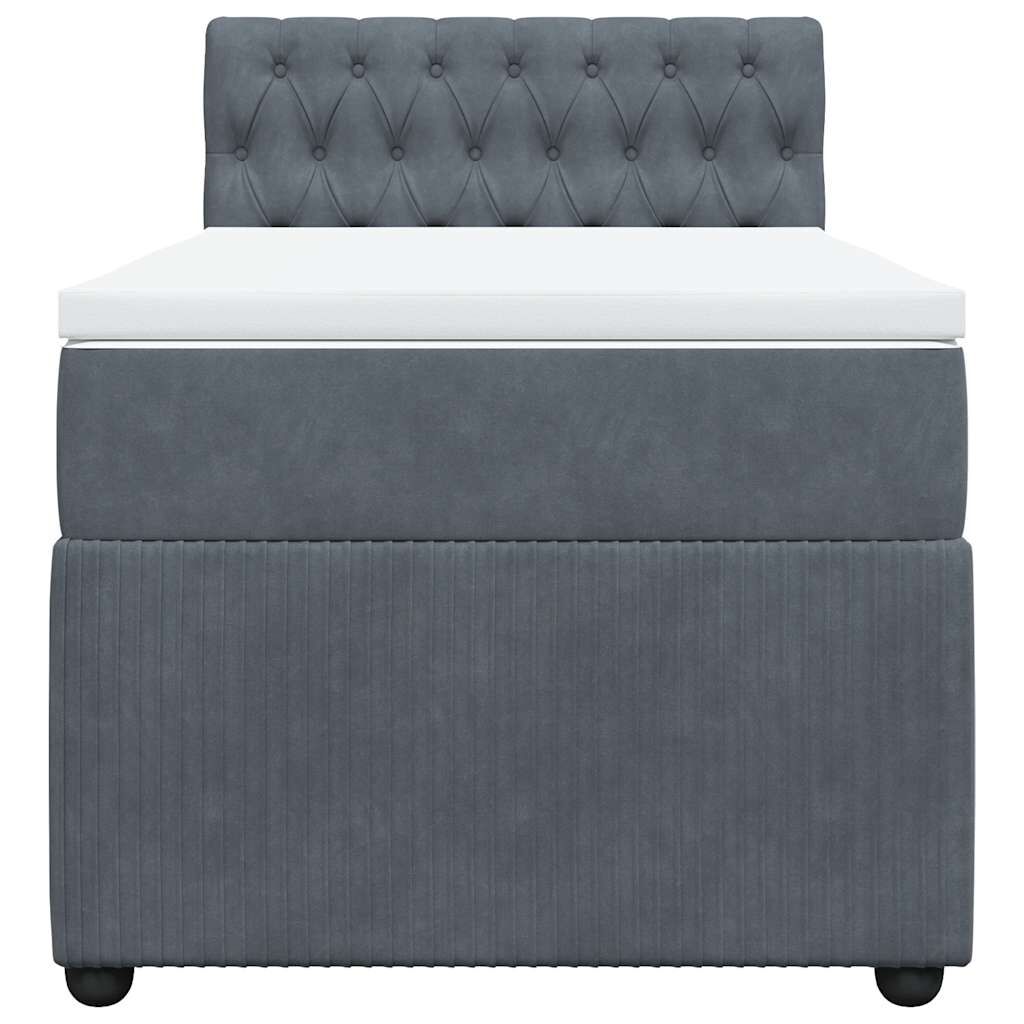 vidaXL Κρεβάτι Boxspring με Στρώμα Σκούρο Γκρι 80x200 εκ. Βελούδινο