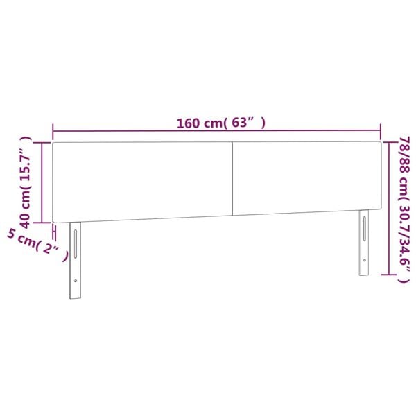 vidaXL Κεφαλάρια Κρεβατιού 2 τεμ. Σκ.Πράσινο80 x 5 x 78/88εκ.Βελούδινο
