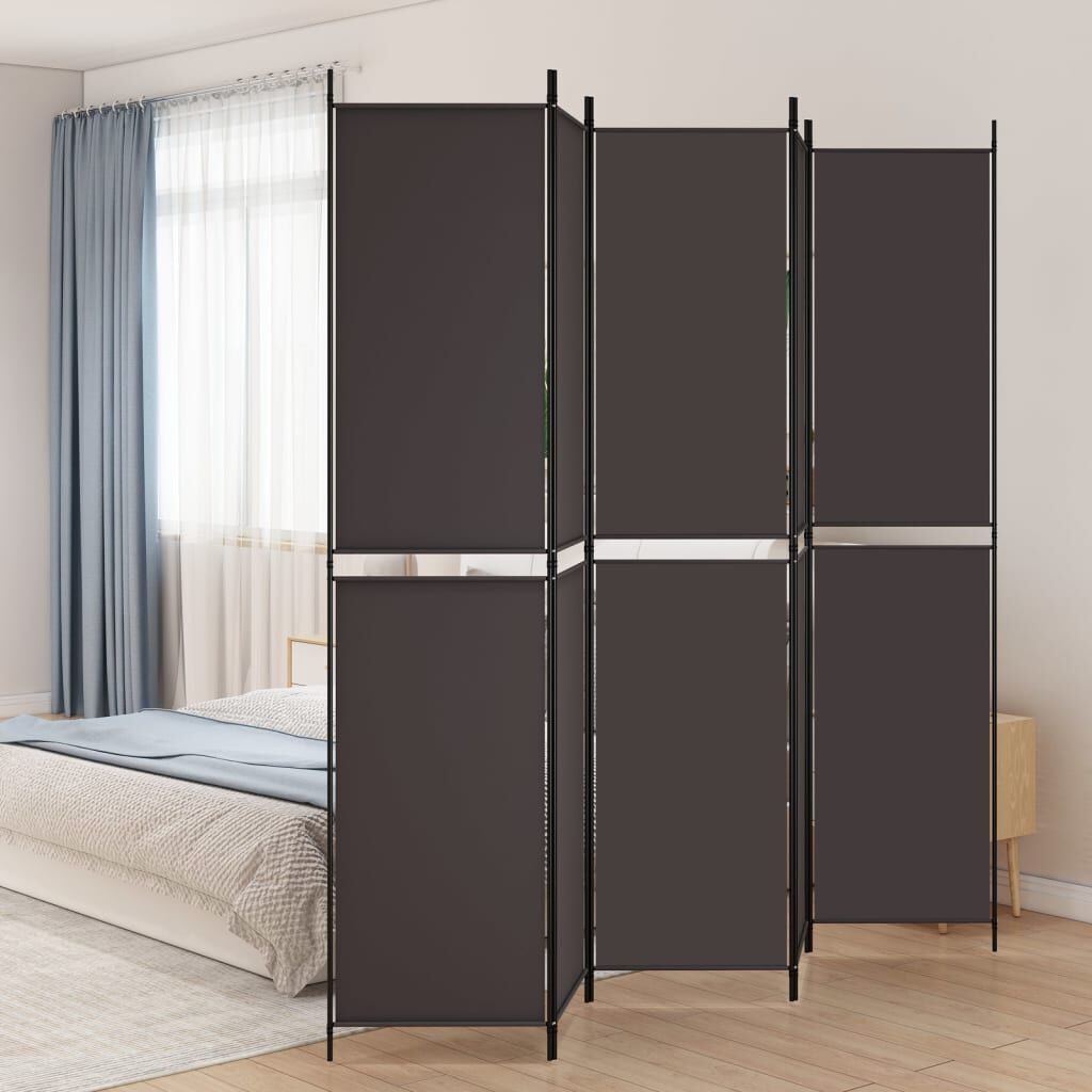 vidaXL Διαχωριστικό Δωματίου με 5 Πάνελ Καφέ 250x220 εκ. από Ύφασμα
