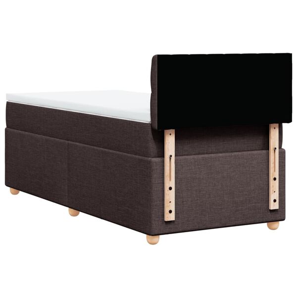 vidaXL Κρεβάτι Boxspring με Στρώμα Σκούρο Καφέ 90x200 εκ. Υφασμάτινο