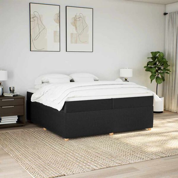 vidaXL &Kappa;&rho;&epsilon;&beta;ά&tau;&iota; Boxspring &mu;&epsilon; &Sigma;&tau;&rho;ώ&mu;&alpha; &Mu;&alpha;ύ&rho;&omicron; 200x200 &epsilon;&kappa;. &Upsilon;&phi;&alpha;&sigma;&mu;ά&tau;&iota;&nu;&omicron;