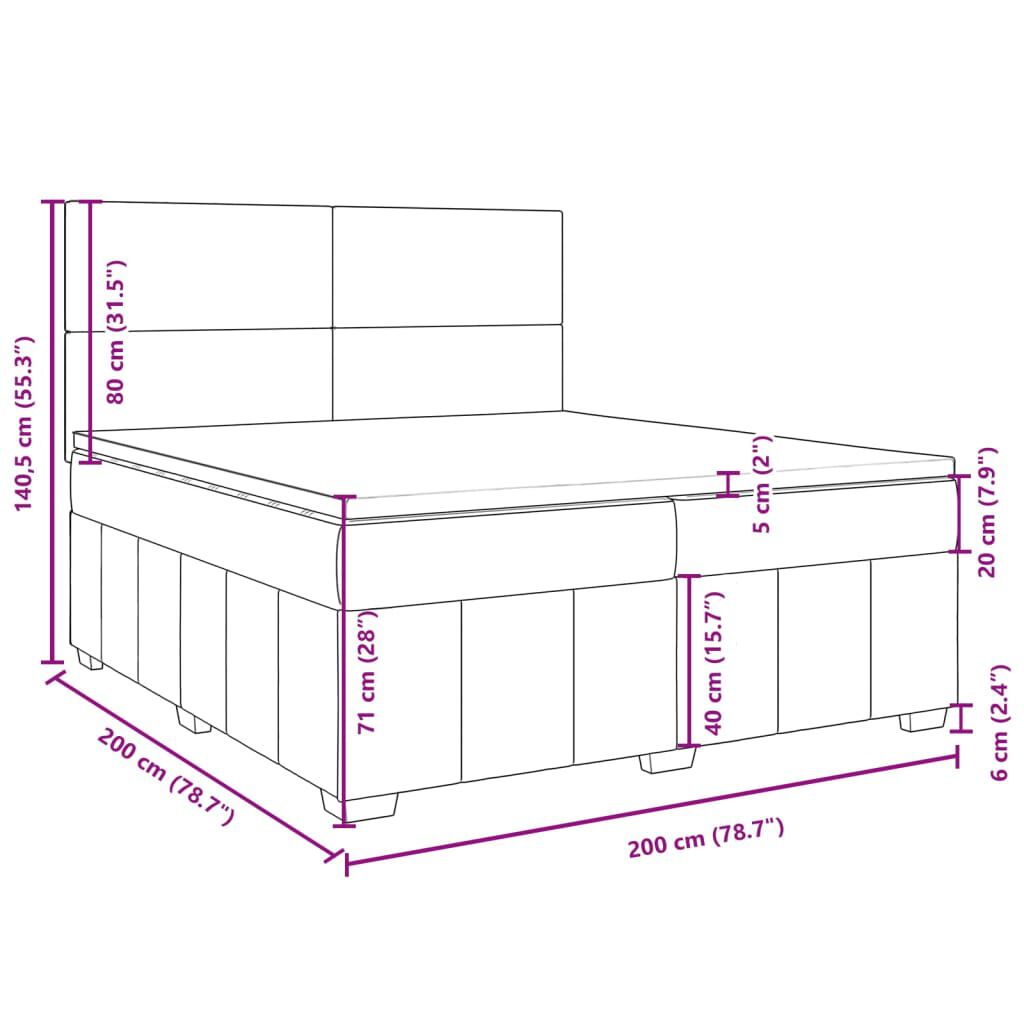 vidaXL Κρεβάτι Boxspring με Στρώμα Μπλε 200x200 εκ. Υφασμάτινο