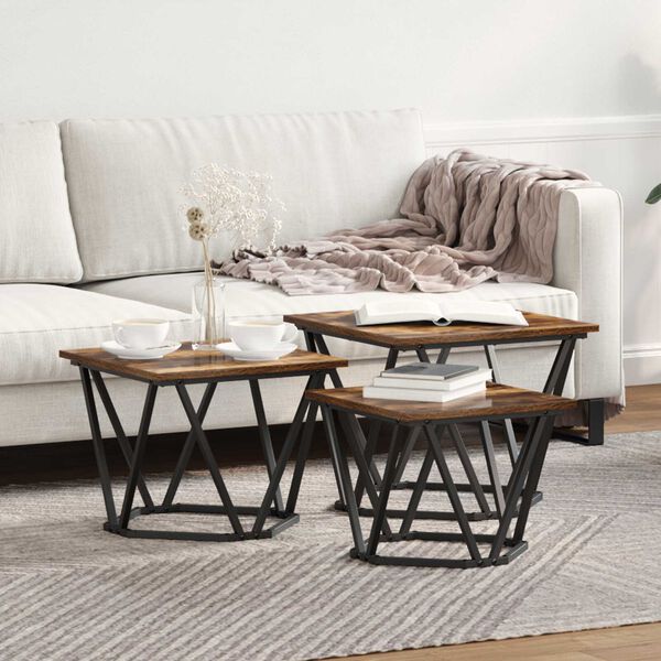 vidaXL Τραπεζάκι σαλονιού 3 pcs Καπνιστή δρυς 50 x 50 x 40 cm