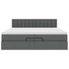 vidaXL Οθωμανικό κρεβάτι με στρώματα&LEDs Σκούρο γκρι 200x200cm ύφασμα
