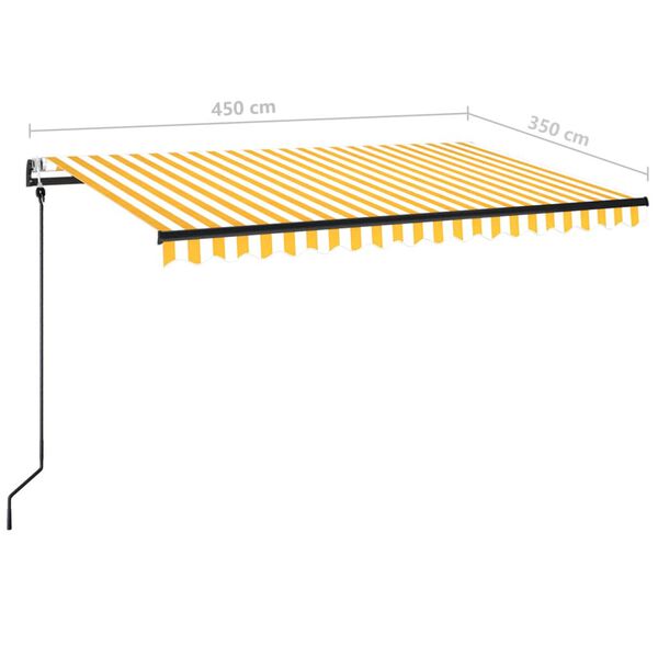 vidaXL Τέντα Συρόμενη Αυτόματη Κίτρινο / Λευκό 450 x 350 εκ.
