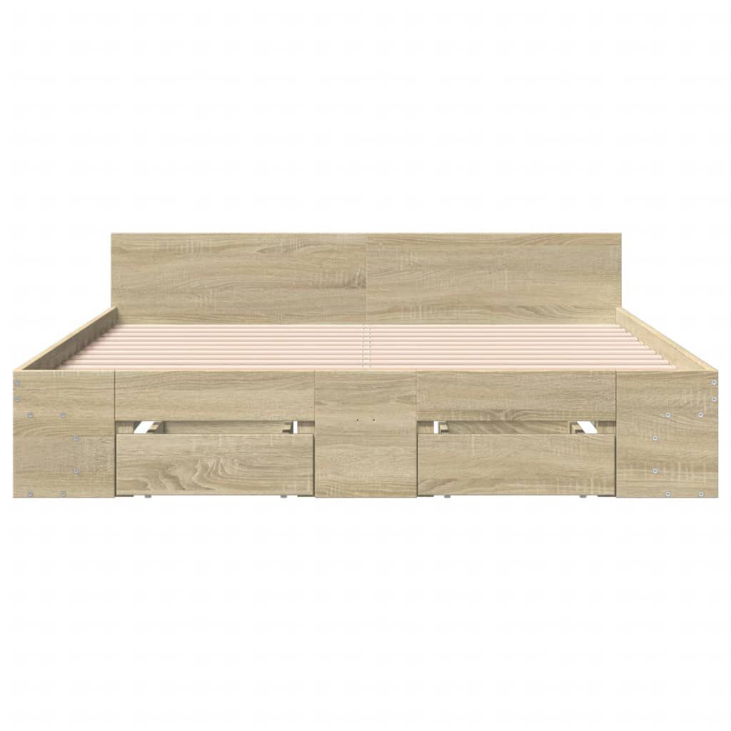vidaXL Πλαίσιο Κρεβατιού με Συρτάρια Sonoma Δρυς 150x200εκ. Επεξ. Ξύλο