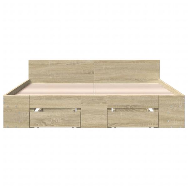 vidaXL Πλαίσιο Κρεβατιού με Συρτάρια Sonoma Δρυς 150x200εκ. Επεξ. Ξύλο