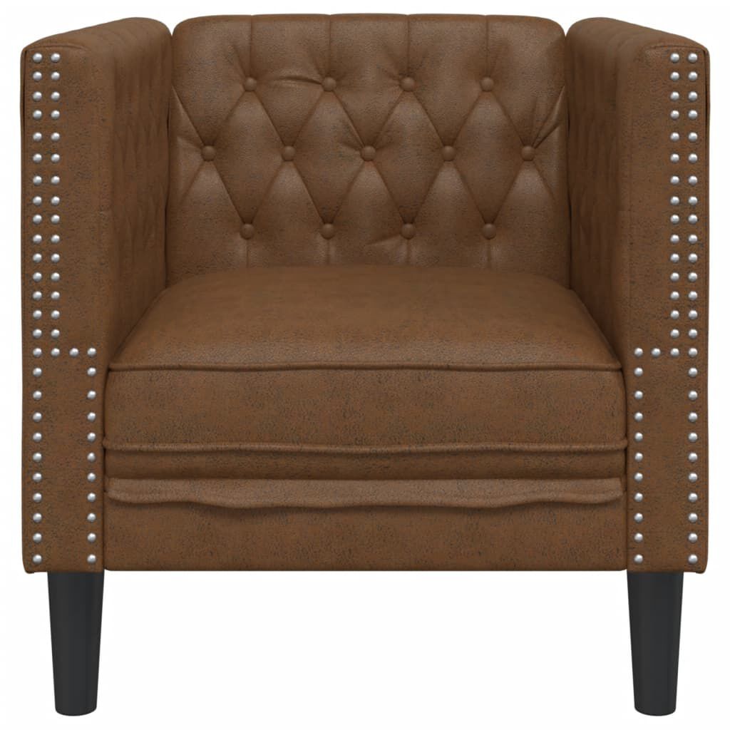 vidaXL Πολυθρόνα Chesterfield Καφέ από Συνθετικό Καστόρι