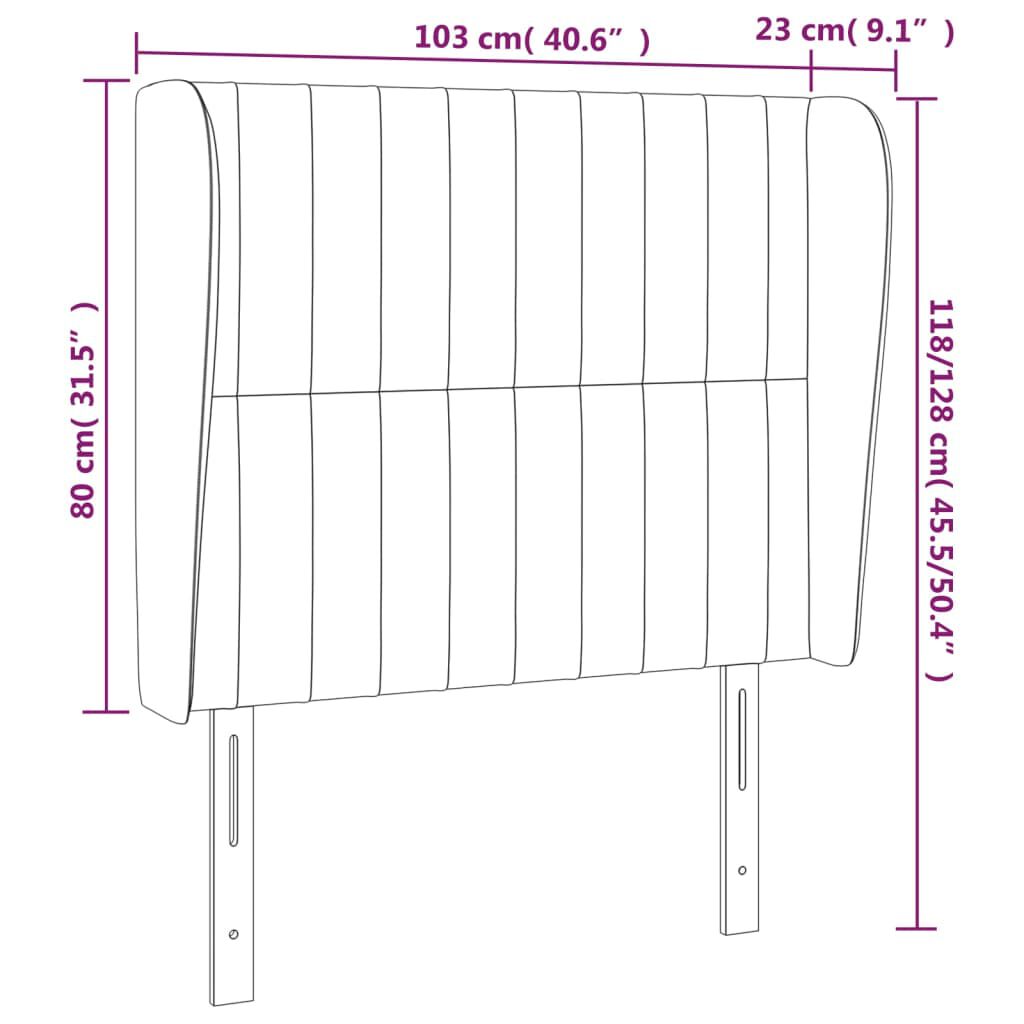 vidaXL Κεφαλάρι με Πτερύγια Μαύρο 103x23x118/128 εκ. Υφασμάτινο