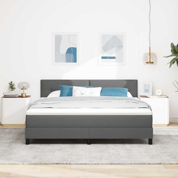 vidaXL Κρεβάτι Βολής με Στρώμα & LED Σκούρο Γκρι 180x200 cm Υφάσματος