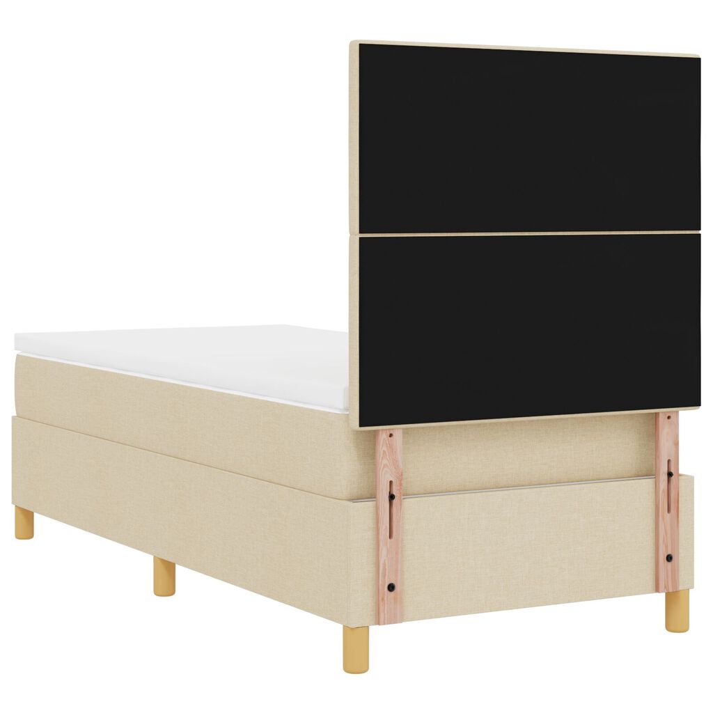 vidaXL Κρεβάτι με Ελατήριο και Στρώμα Κρεμ 100x200 cm Υφασμα