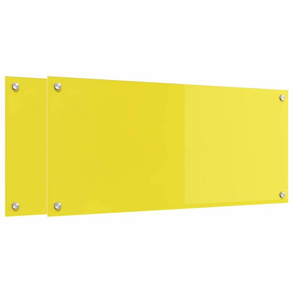 vidaXL Πίσω Πάνελ Κουζίνας 2 pcs Κίτρινο 90 x 40 cm σκληρυμένο γυαλί