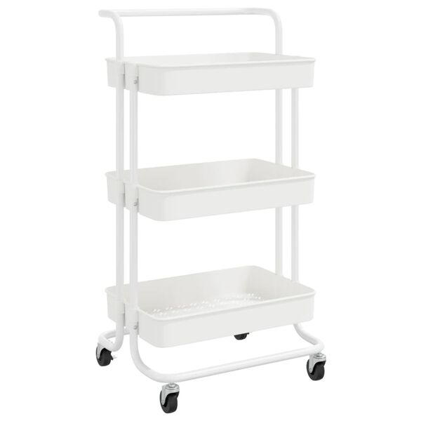 vidaXL Τρόλεϊ Κουζίνας 3 Επιπέδων Λευκό 42 x 35 x 85 εκ. Σίδερο/ABS