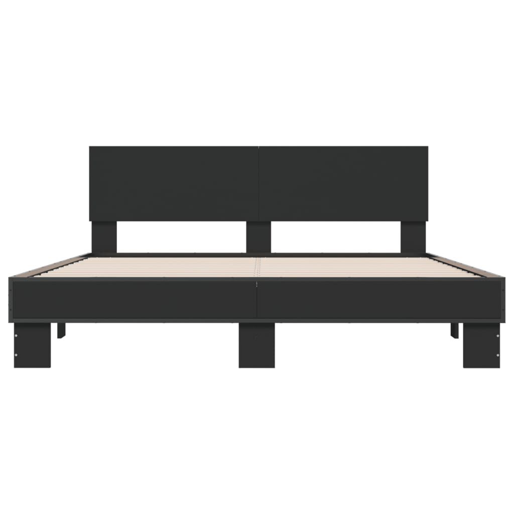 vidaXL Πλαίσιο Κρεβατιού Μαύρο 160x200 εκ. Επεξ. Ξύλο & Μέταλλο