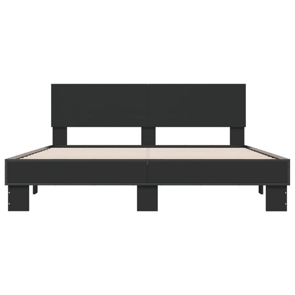 vidaXL Πλαίσιο Κρεβατιού Μαύρο 160x200 εκ. Επεξ. Ξύλο & Μέταλλο
