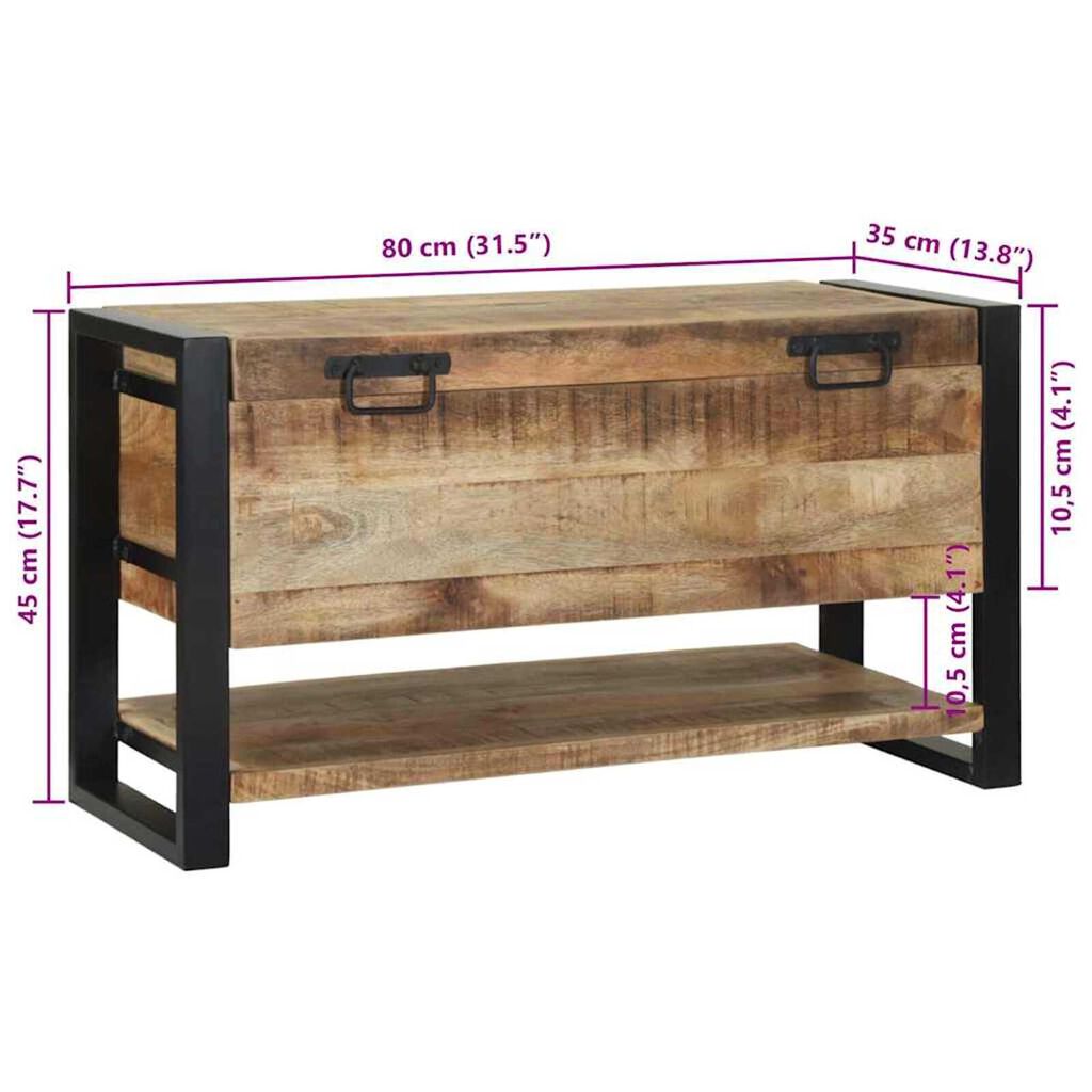 vidaXL Κουτί Αποθήκευσης Καφέ 80 x 35 x 45 cm Μασίφ ξύλο μάνγκο