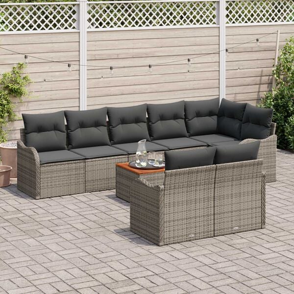 vidaXL Σετ Καναπέ Κήπου 9 pcs Γκρι