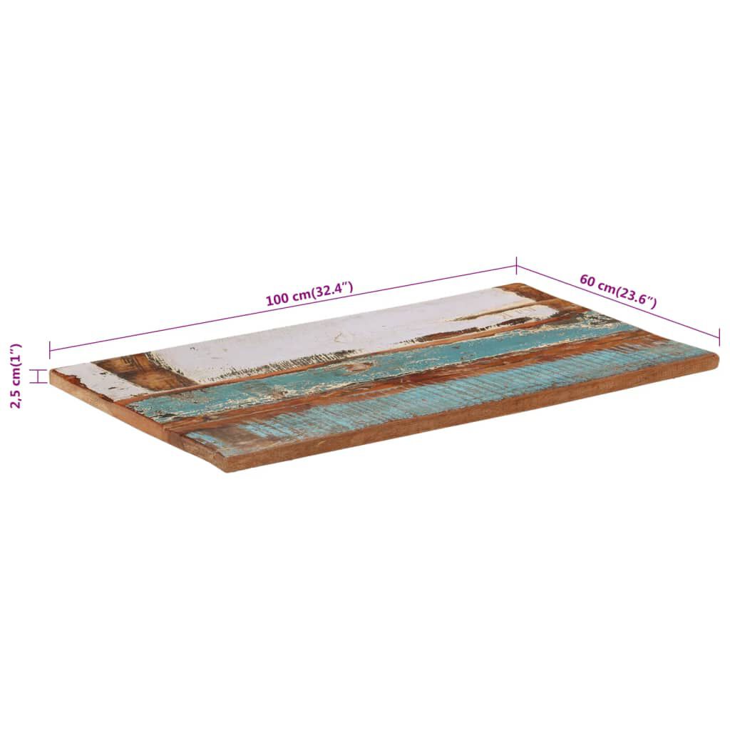 vidaXL Επιφάνεια Τραπεζιού Ορθ. 60x100 εκ 25-27 χιλ Μασίφ Ανακ. Ξύλο