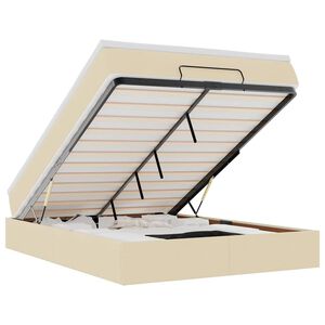 vidaXL Οθωμανικό κρεβάτι με στρώμα Cream 140x200cm ύφασμα