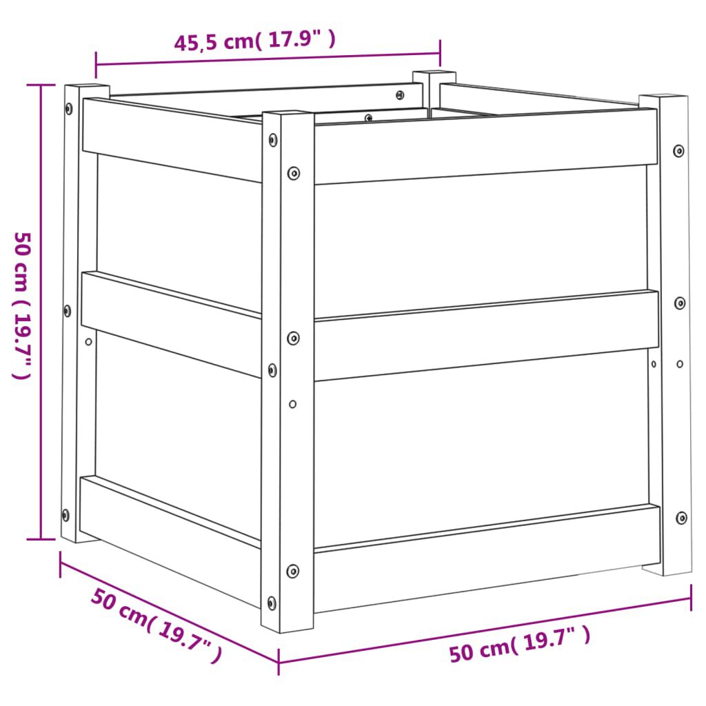 vidaXL Ζαρντινιέρα 50x50x50 εκ. Εμποτισμ. Ξύλο Πεύκου