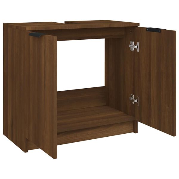 vidaXL Ντουλάπι Μπάνιου Καφέ Δρυς 64,5x33,5x59 εκ Επεξεργασμένο Ξύλο