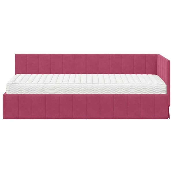 vidaXL Κρεβάτι Γωνίας με στρώμα Μπορντό 80 x 200 cm Βελούδο