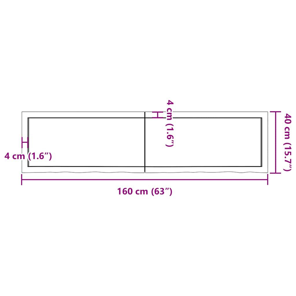 vidaXL Ράφι Τοίχου Ανοιχτό Καφέ 160x40x(2-6)εκ. Επεξ. Μασίφ Ξύλο Δρυός