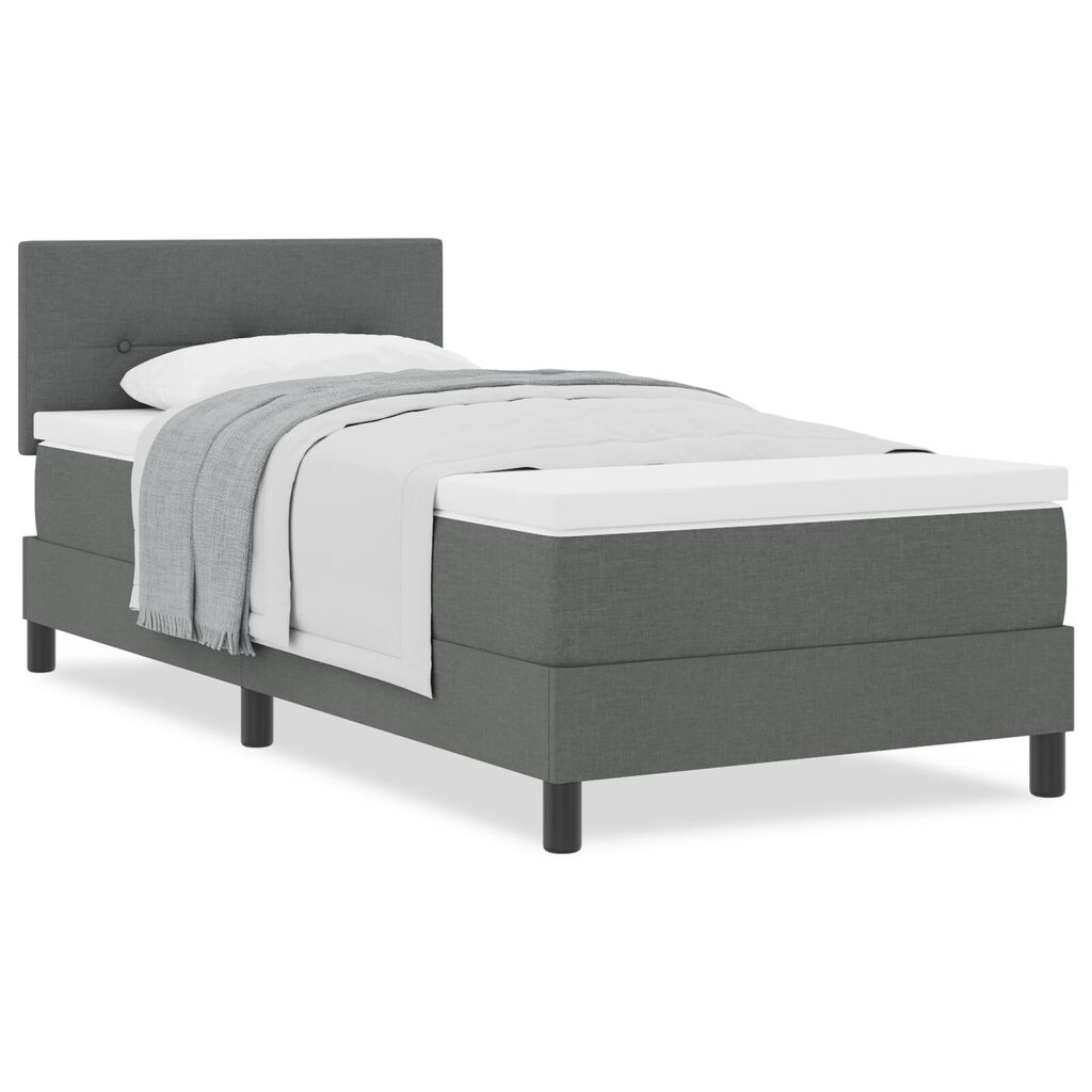 vidaXL Κρεβάτι Box Spring με Στρώμα Σκούρο Γκρι 100x200 εκ Υφάσματος
