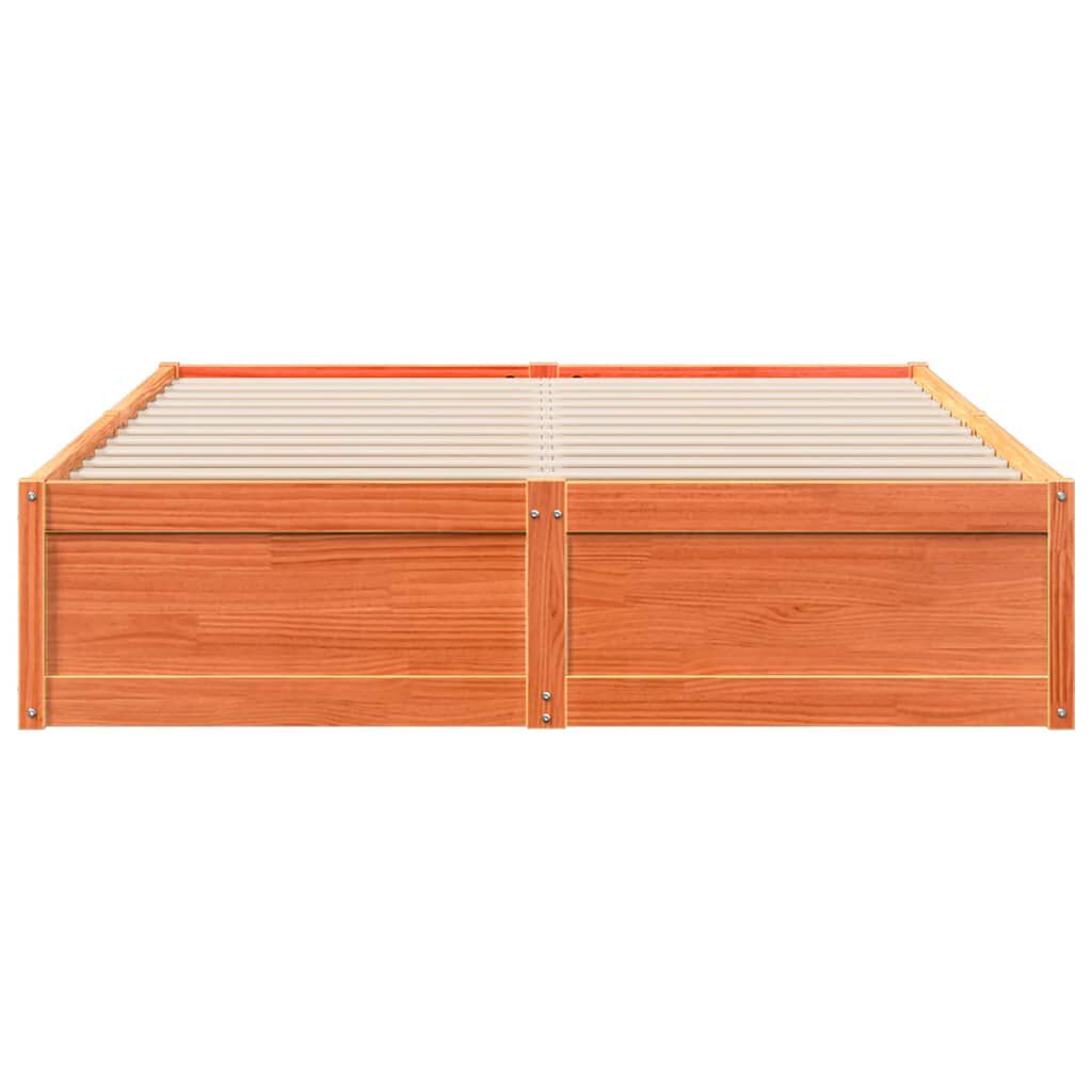 vidaXL Σκελετός Κρεβατιού Χωρίς Στρώμα Καφέ 140x190 Μασίφ Ξύλο Πεύκου