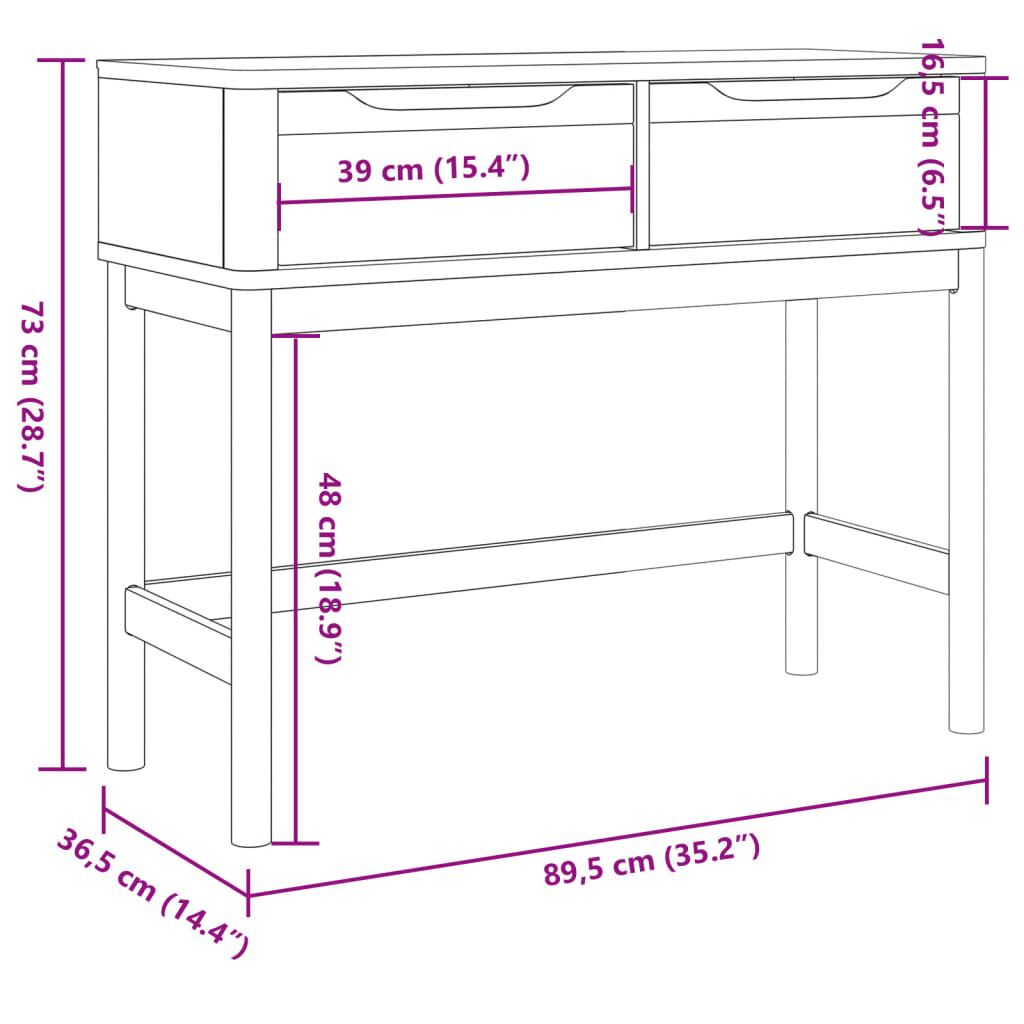 vidaXL Τραπέζι Κονσόλα FLORO Γκρι 89,5x36,5x73 εκ. Μασίφ Ξύλο Πεύκου