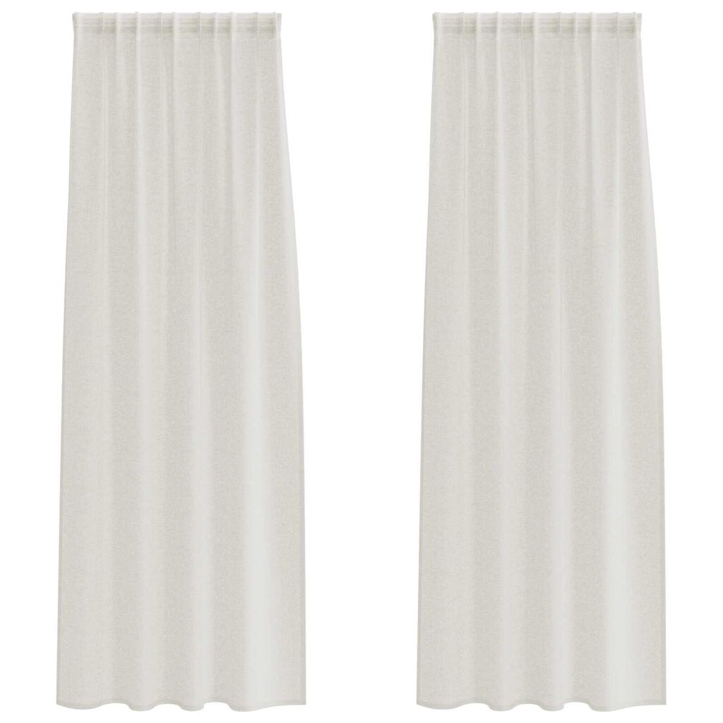 vidaXL Κουρτίνες με κουρτίνες 2 pcs Κρεμ 140 x 225 cm Πολυεστέρας