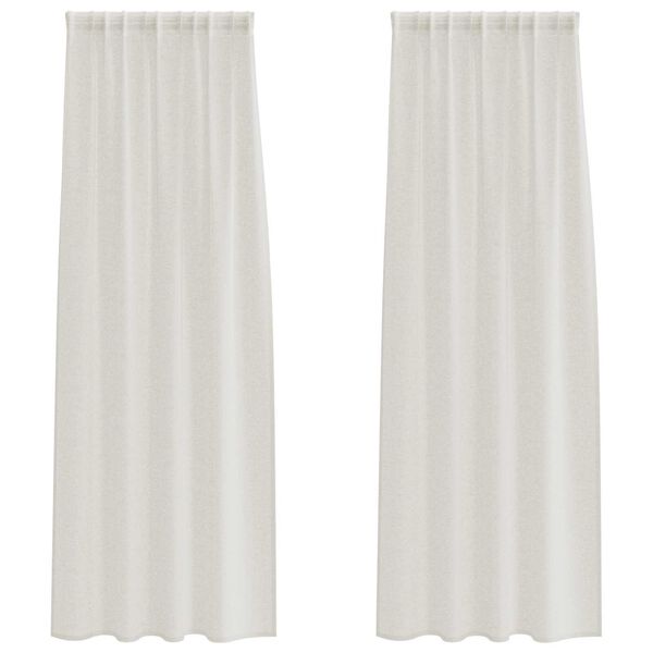 vidaXL Κουρτίνες με κουρτίνες 2 pcs Κρεμ 140 x 225 cm Πολυεστέρας