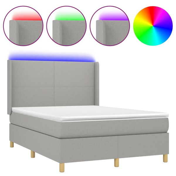 vidaXL &Kappa;&rho;&epsilon;&beta;ά&tau;&iota; Boxspring &mu;&epsilon; &Sigma;&tau;&rho;ώ&mu;&alpha; & LED &Alpha;&nu;.&Gamma;&kappa;&rho;&iota; 140x190&epsilon;&kappa;. &Upsilon;&phi;&alpha;&sigma;&mu;ά&tau;&iota;&nu;&omicron;