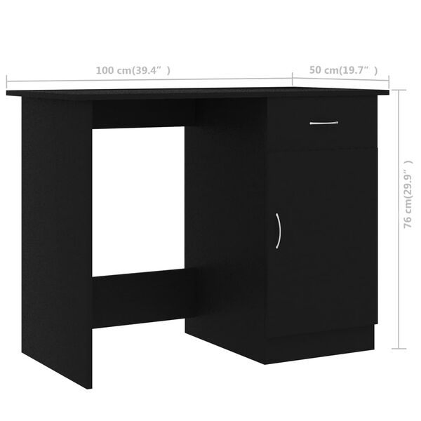 vidaXL Γραφείο Μαύρο 100 x 50 x 76 εκ. από Επεξ. Ξύλο